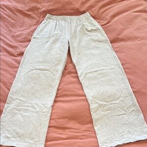 Brandy Melville Light Gray Wide-Leg Sweatpants